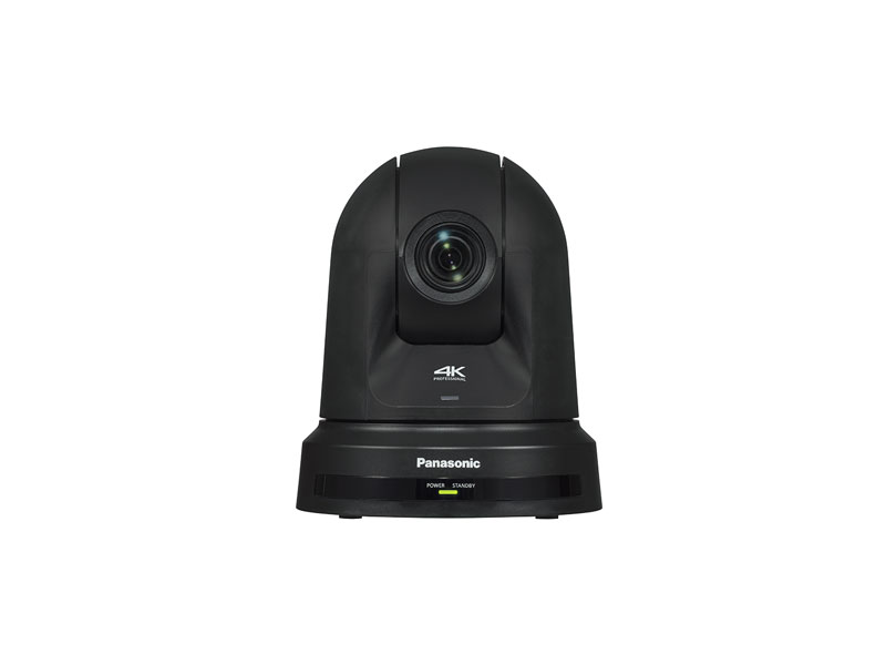 Panasonic AW-UE50KEJ 4K PTZ camera rental model shown on a white background, featuring a central lens and compact black body, designed for professional video production and live streaming.