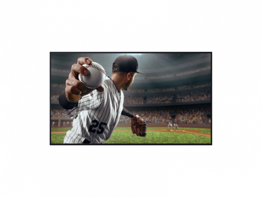 A baseball pitcher in a white and blue striped uniform and matching cap winds up to throw a pitch on a stadium field, with cheering fans in the stands and another player visible in the background. Perfect for sports fans, this action-packed image captures the excitement of live baseball games.