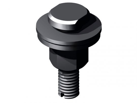 3D-rendered image of a metal hex flange bolt with a partially threaded shaft, displayed on a white background. This industrial fastener features a hexagonal head and integrated washer-like flange for secure fastening. Suitable for machinery and automotive applications.