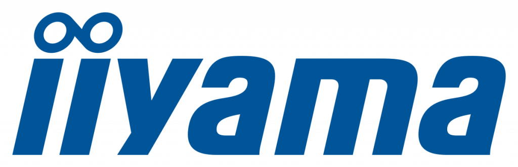 Blue iiyama logo with a bold, rounded font on a transparent background; the dot above the first i is stylized as an infinity symbol, representing creativity and innovation. Perfect for those exploring the Logando about us page or searching for iiyama brand symbols online.