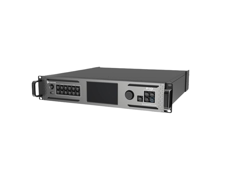 Pixelhue professional rack-mounted video processor in a durable metal case, featuring a front panel with screen, control buttons, knobs, and input/output ports—ideal for AV system integration.