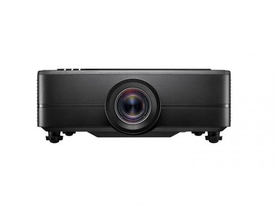 Front view of the Epson Home Cinema 880 black projector, featuring a prominent central lens and ventilation grills, displayed on a plain white background.