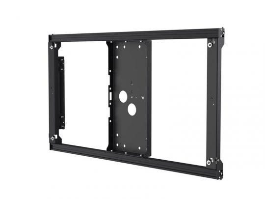 Schwarze TV-Wandhalterung aus Metall mit verstellbaren Armen, mehreren Schraublöchern und Befestigungspunkten - ideal zur sicheren Montage eines Flachbildfernsehers an der Wand; perfekt zum Kaufen oder Mieten.