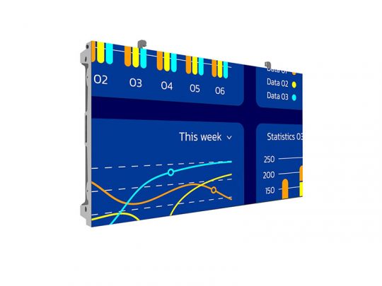Digitales Display mit farbigen Diagrammen und Grafiken auf blauem Hintergrund zeigt Statistiken, Linien-, Balkendiagramme und Datenpunkte - modernes Analyse-Dashboard für Datenauswertung und Trendvisualisierung.