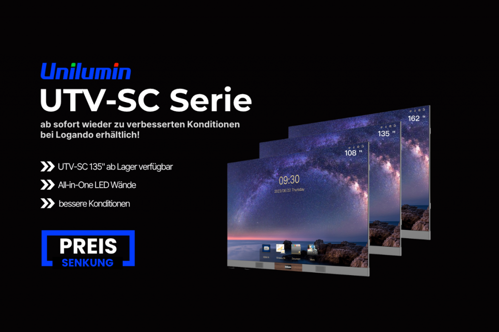 Unilumin UTV-SC Serie: Drei LED-Displays mit Sternenhimmel, Text zu verbesserten Konditionen, Verfügbarkeit & Preisreduktion.